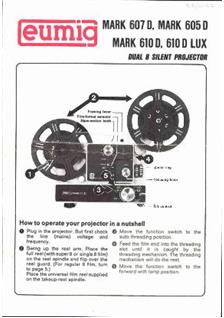 Eumig 605 manual. Camera Instructions.